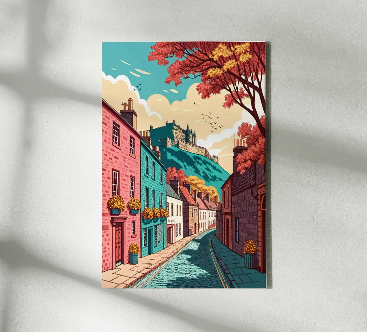 dibujo de la ciudad de edimburgo para amantes de los viajes lienzo con Marco flotante de sichanhan