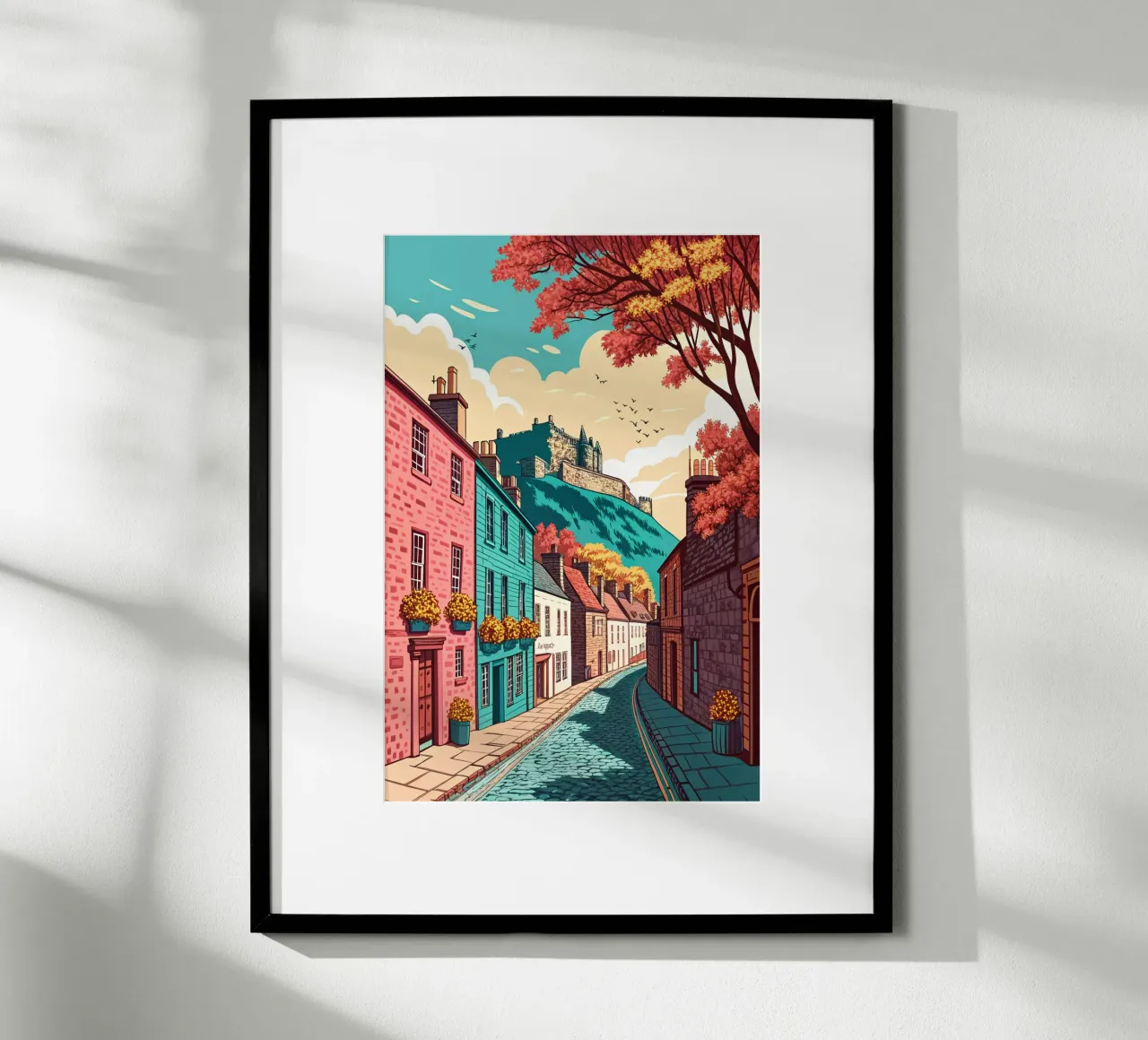 disegno della città di edimburgo per gli amanti dei viaggi poster con telaio in legno da sichanhan