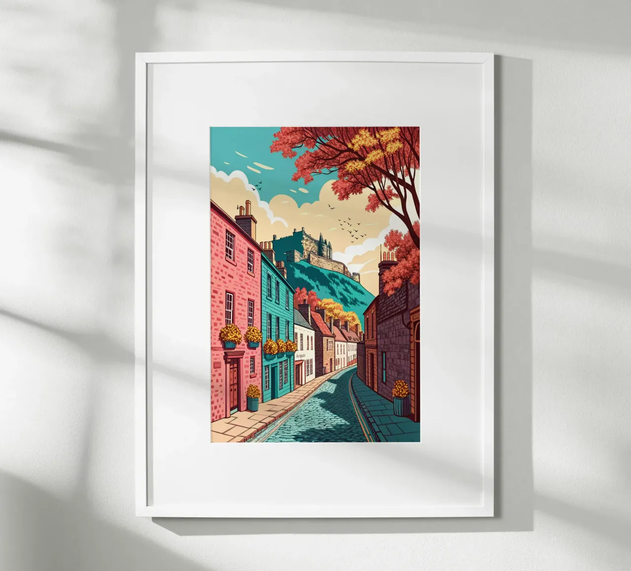 disegno della città di edimburgo per gli amanti dei viaggi poster con telaio in legno da sichanhan