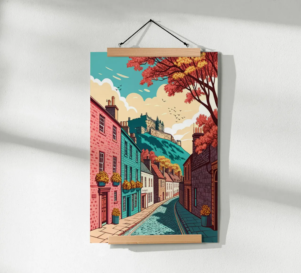disegno della città di edimburgo per gli amanti dei viaggi poster con telaio in legno da sichanhan