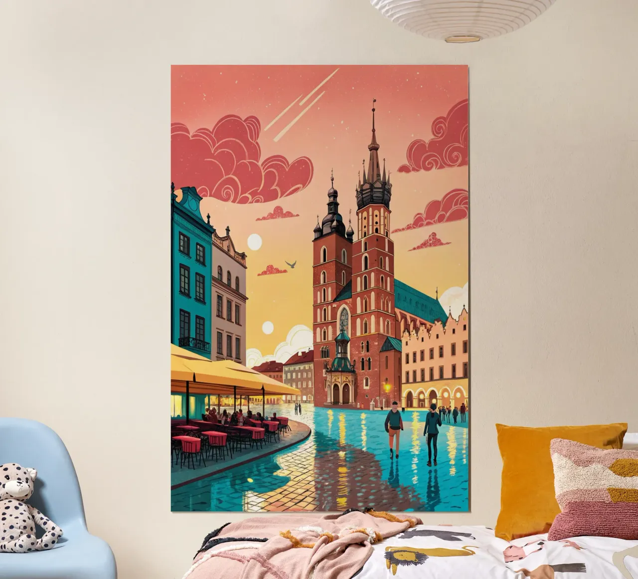 disegno della città di cracovia per gli amanti dei viaggi poster con telaio in plastica da sichanhan