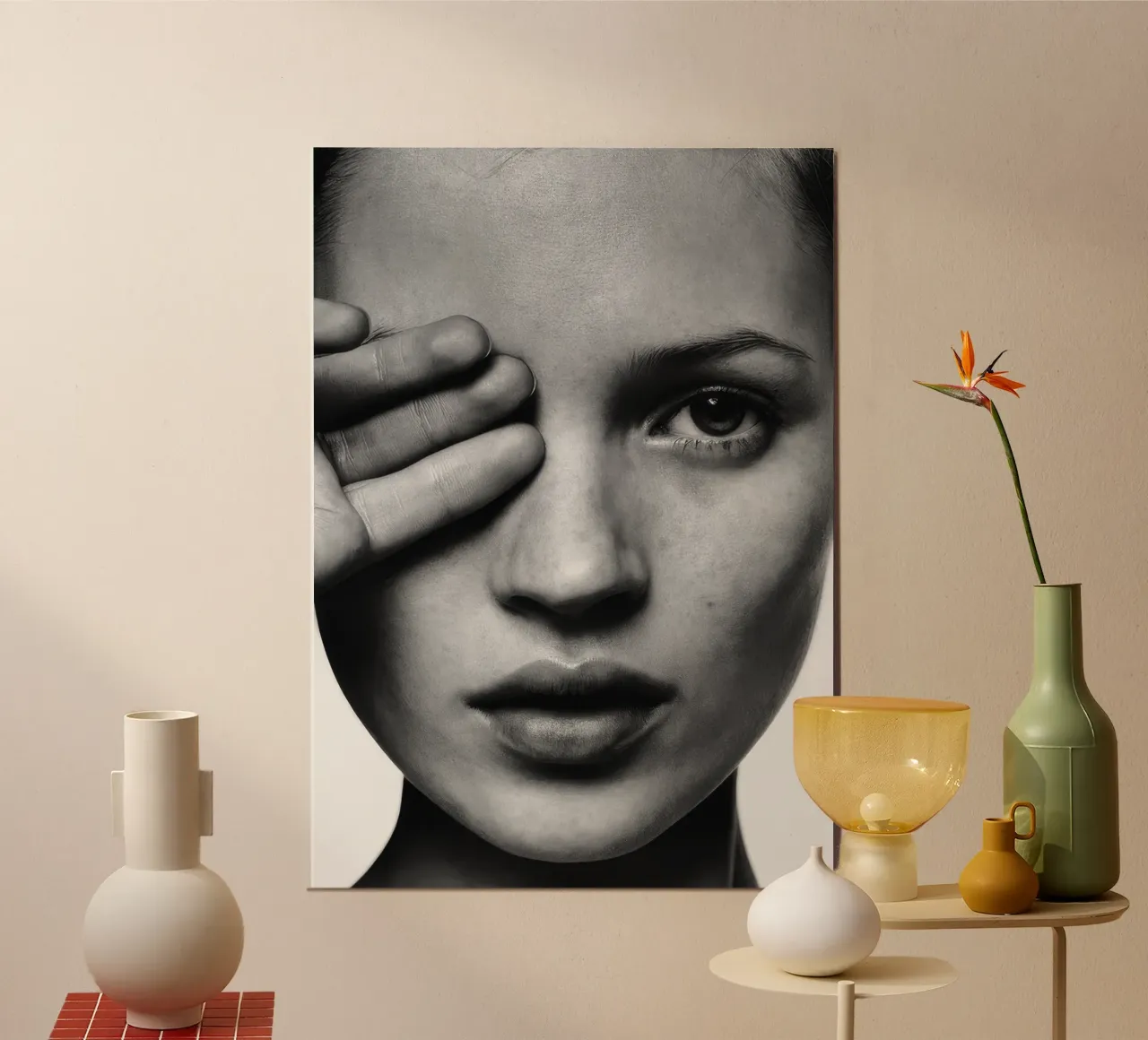 Kate Moss La vita è uno scherzo Chiudere gli occhi alluminio dibond da Greatest Figure