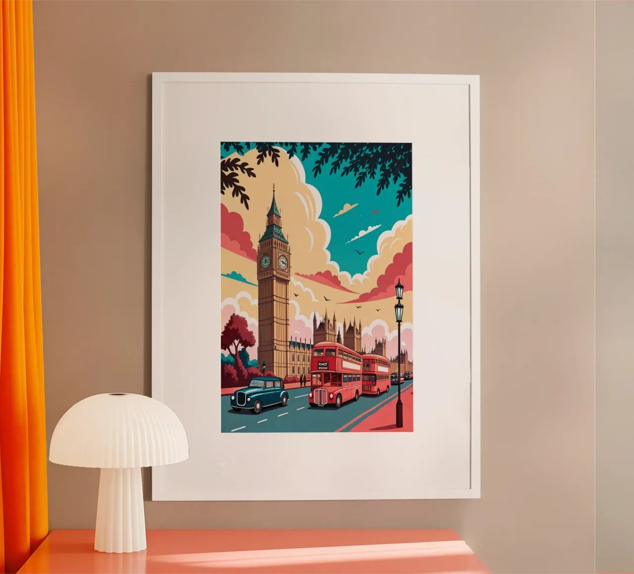 disegno della città di Londra per gli amanti dei viaggi poster con telaio in plastica da sichanhan