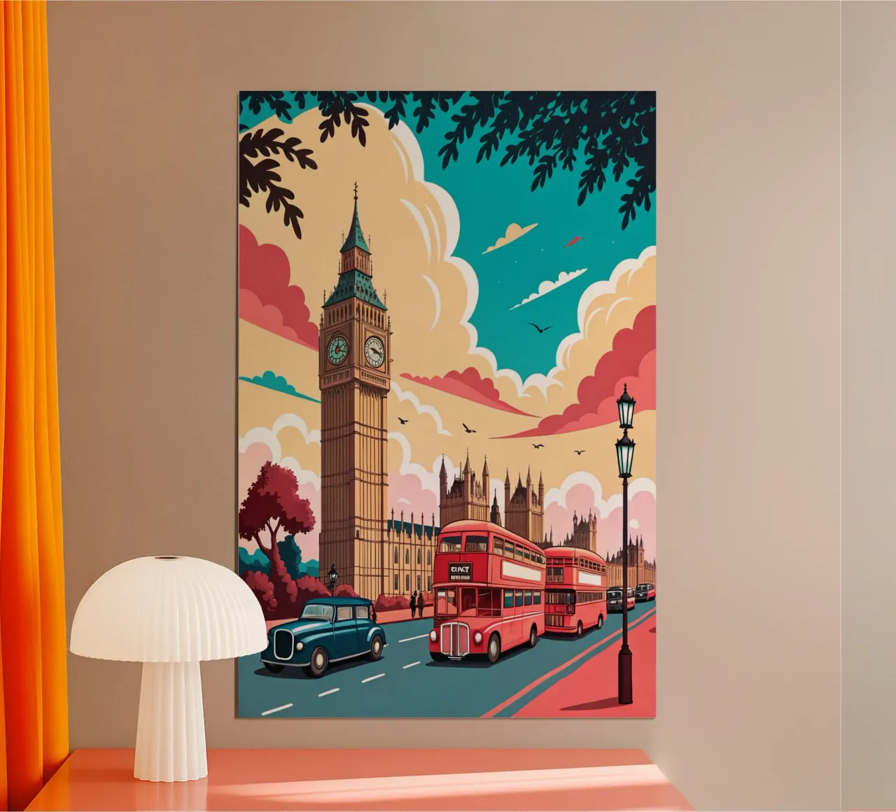 disegno della città di Londra per gli amanti dei viaggi poster con telaio in plastica da sichanhan