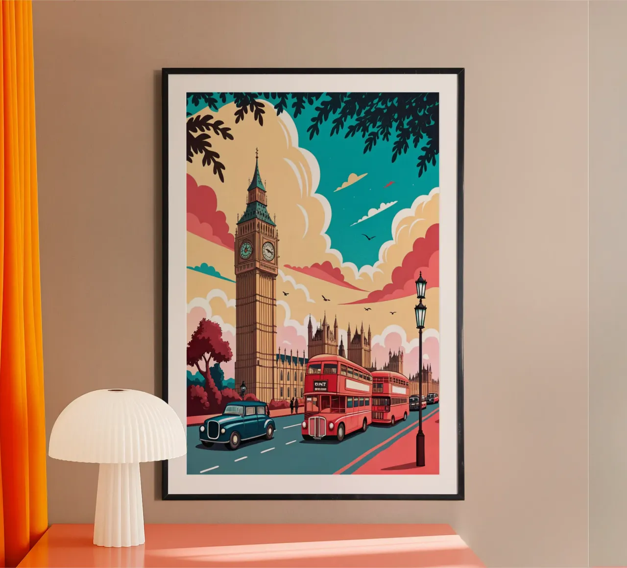 disegno della città di Londra per gli amanti dei viaggi poster con telaio in plastica da sichanhan