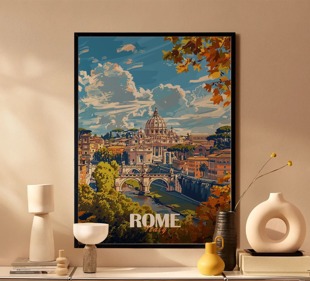 Vue de la ville de Rome et de la basilique Saint-Pierre poster de Brad Mcpherson