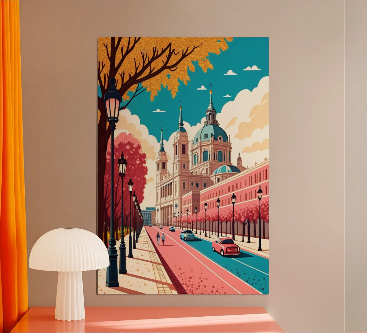 madrid city drawing for traveling lover poster by sichanhan