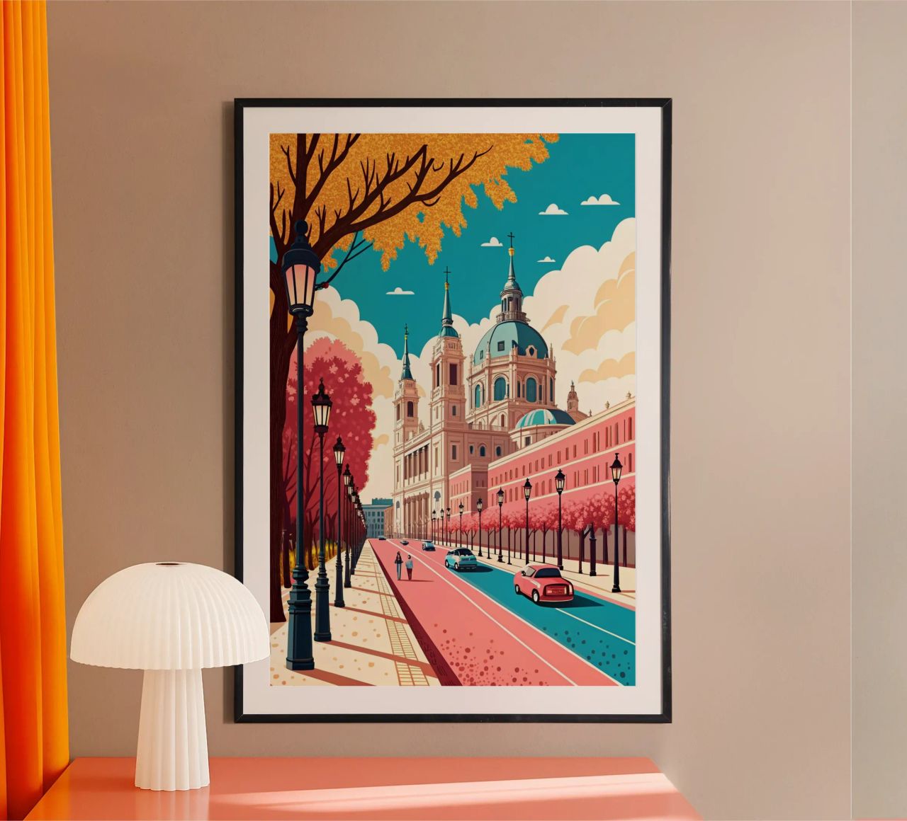 madrid city drawing for traveling lover poster by sichanhan