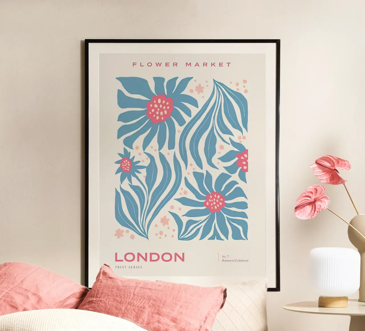 Mercato dei fiori di Londra poster con telaio in plastica da Flower