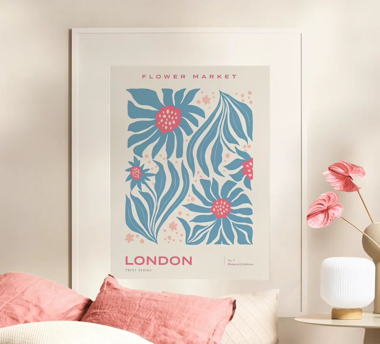 Mercato dei fiori di Londra poster con telaio in plastica da Flower