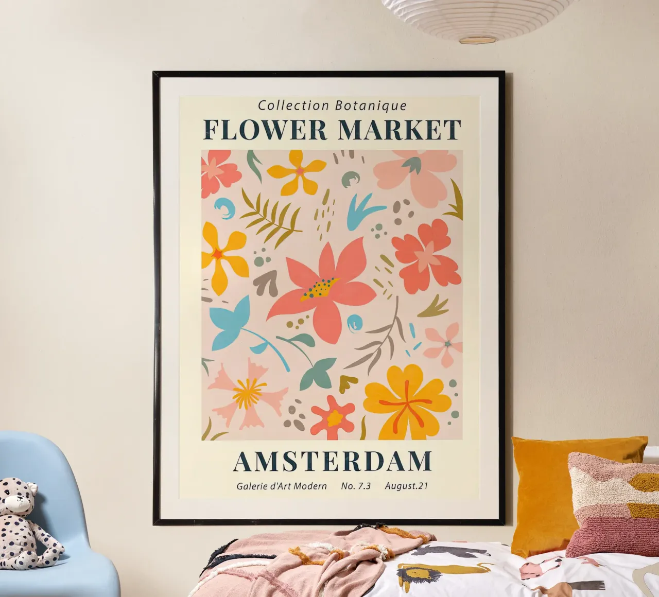 Mercato dei fiori di Amsterdam poster con telaio in legno da Flower