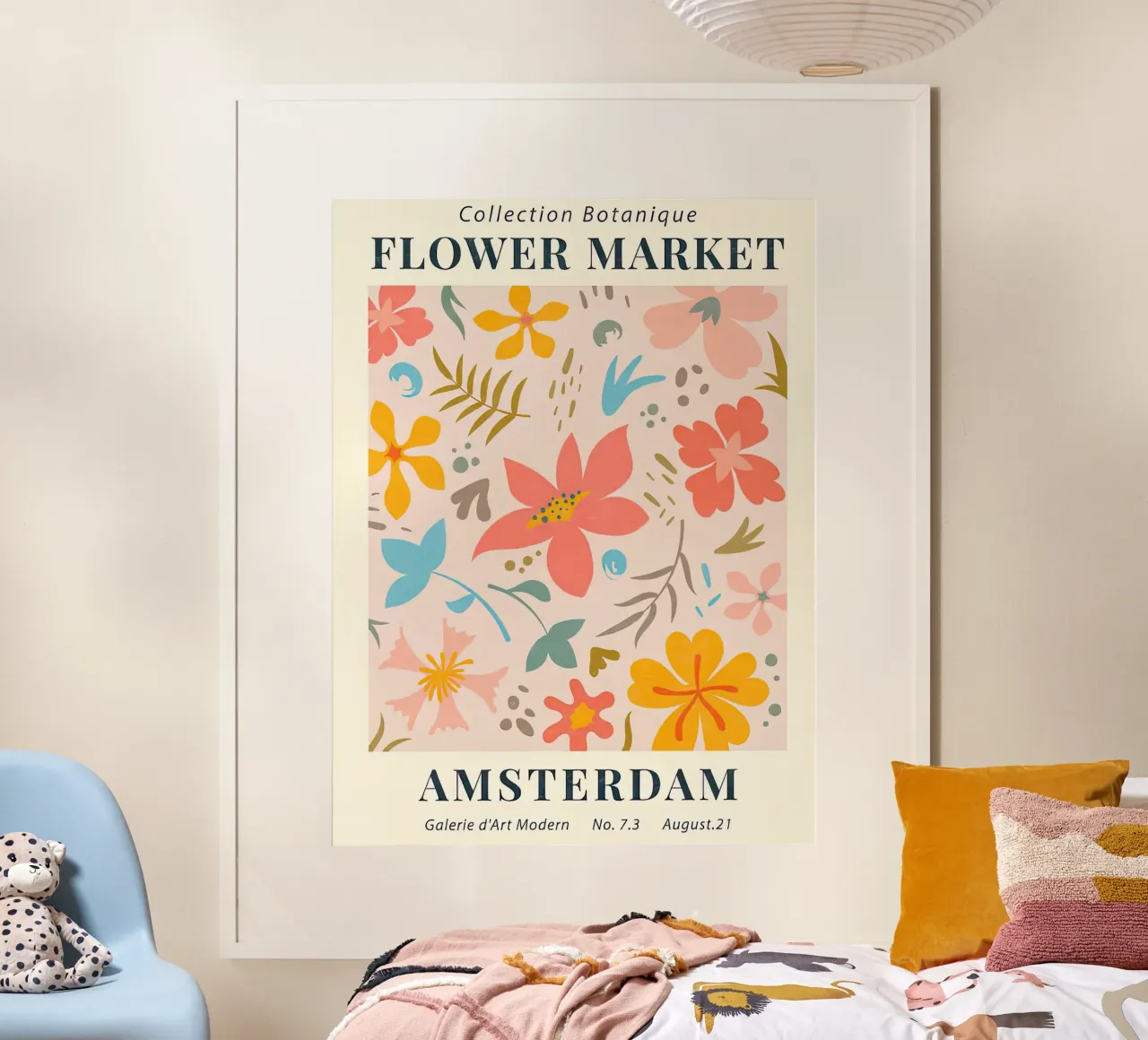 Mercato dei fiori di Amsterdam poster con telaio in legno da Flower