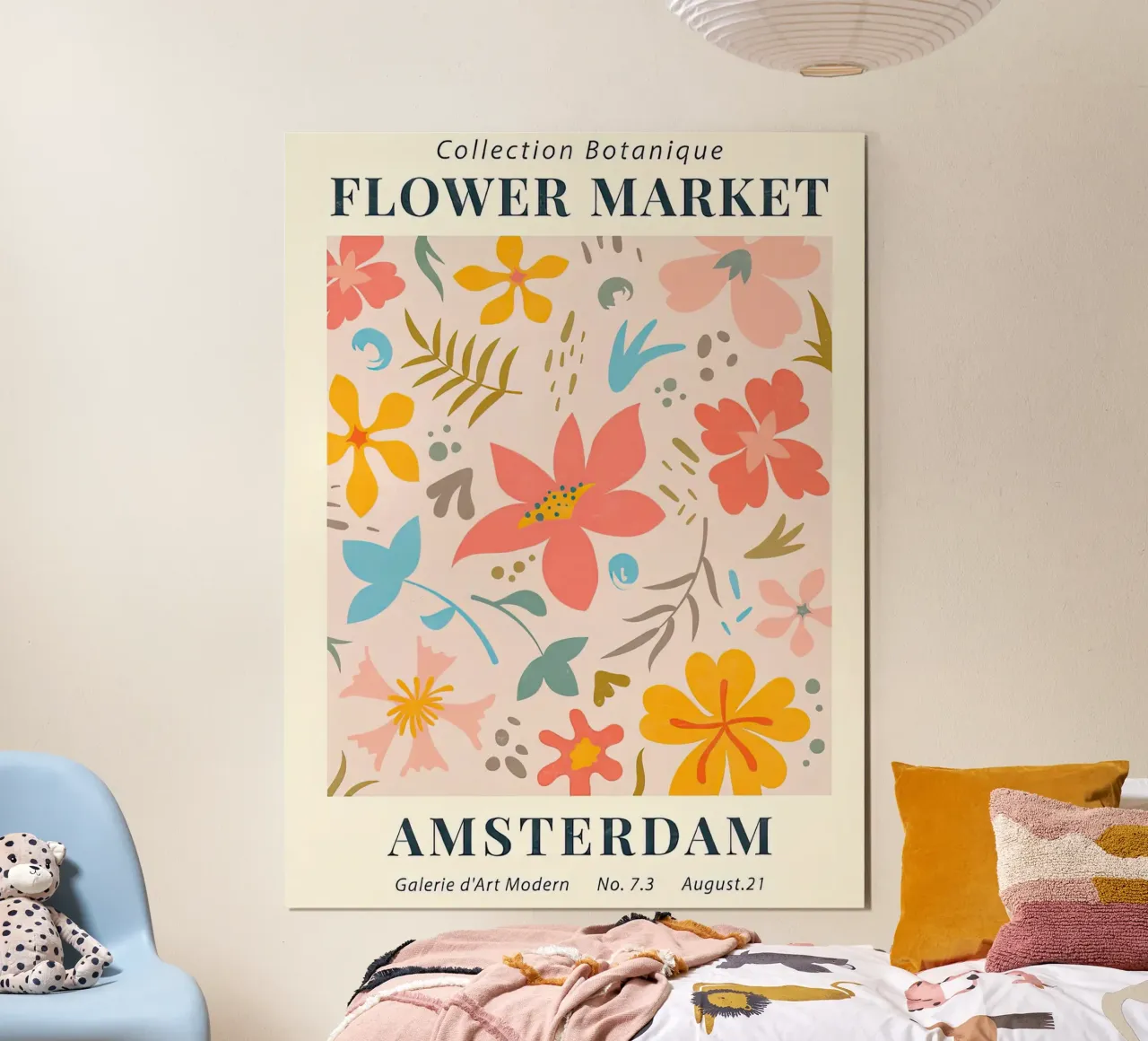 Mercato dei fiori di Amsterdam poster con telaio in legno da Flower