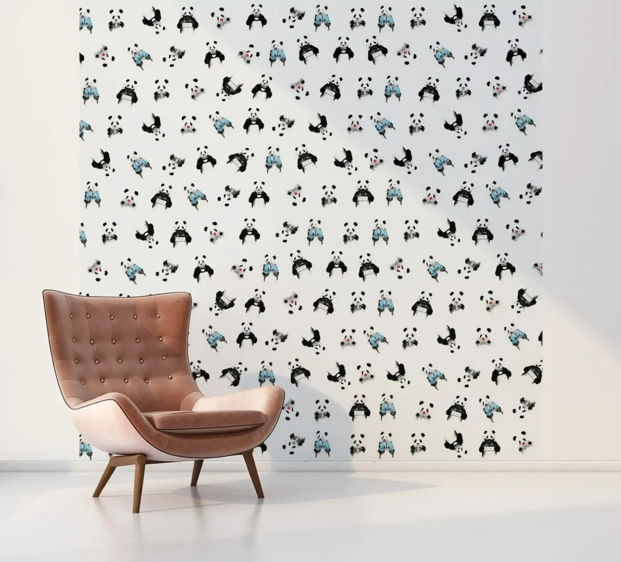 Panda Pattern fotobehang van Balazs Solti