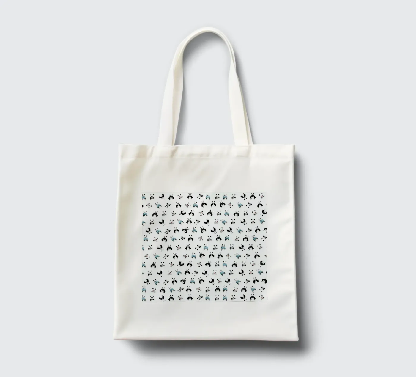 Panda Pattern borsa in juta da Balazs Solti
