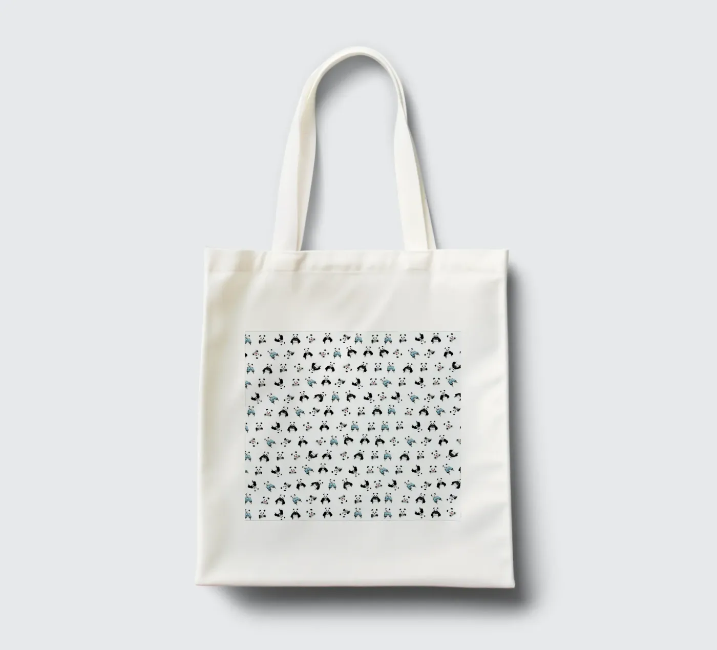 Panda Pattern borsa in juta da Balazs Solti