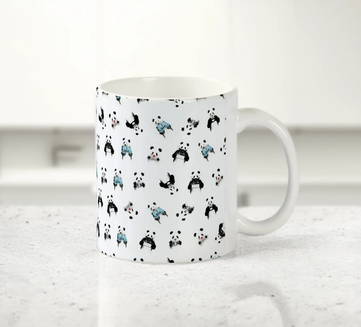 Panda Pattern ceramic mug by Balazs Solti