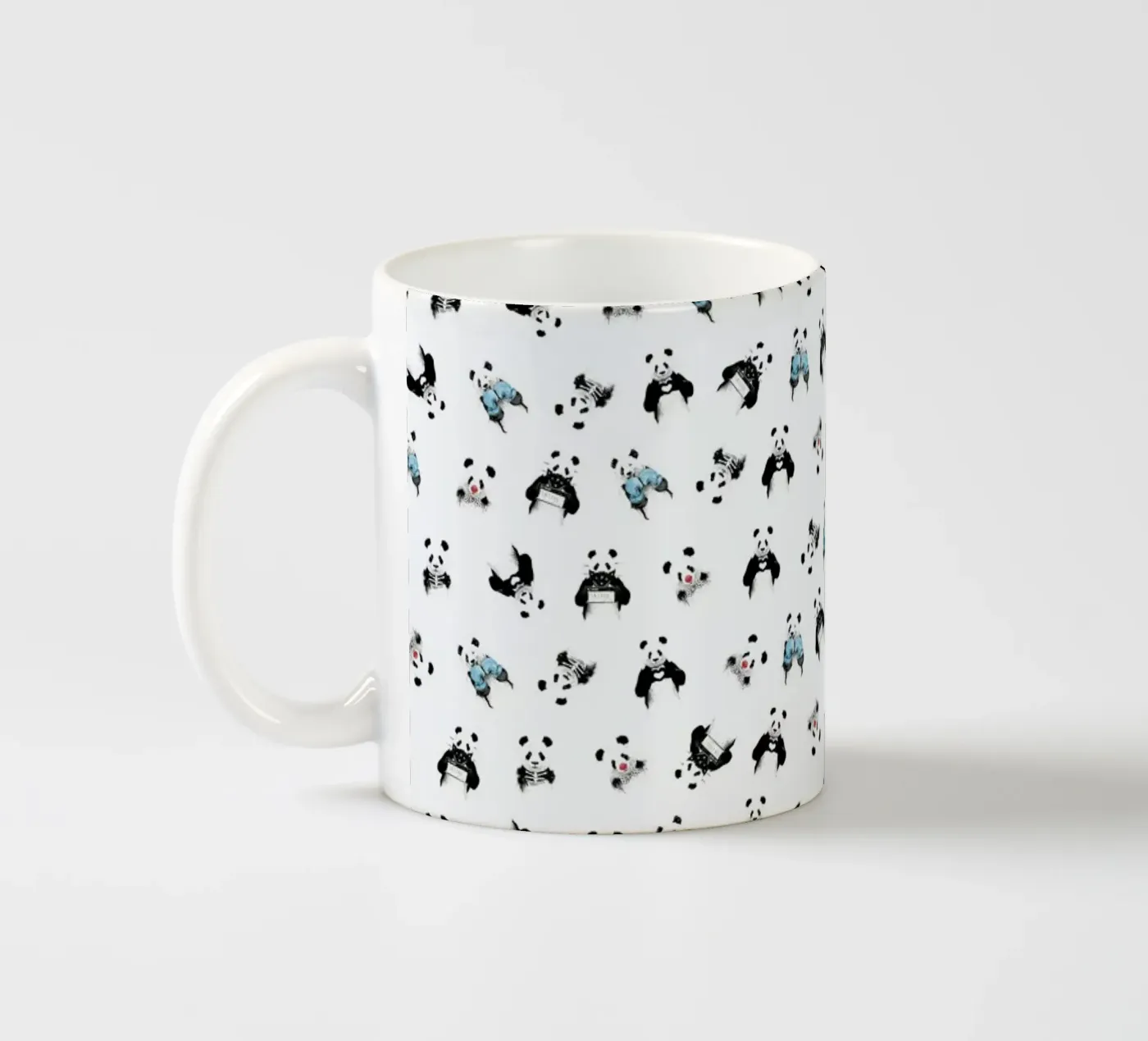 Panda Pattern ceramic mug by Balazs Solti