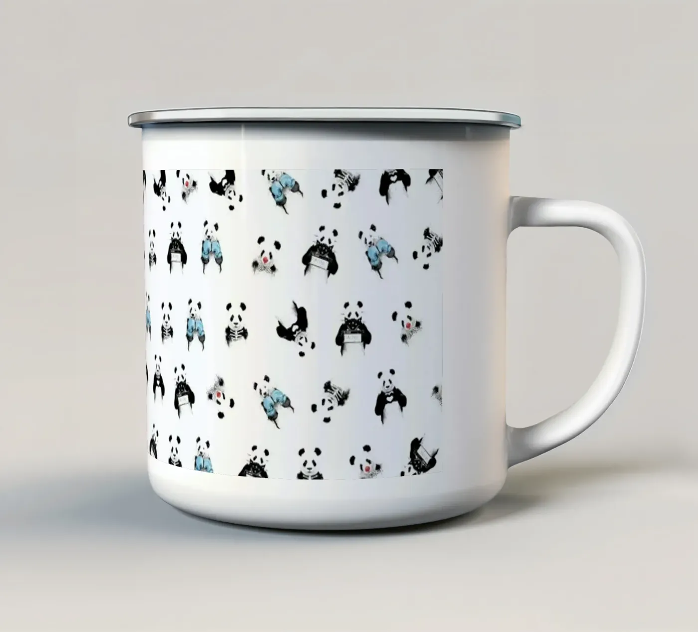 Panda Pattern enamel mug by Balazs Solti