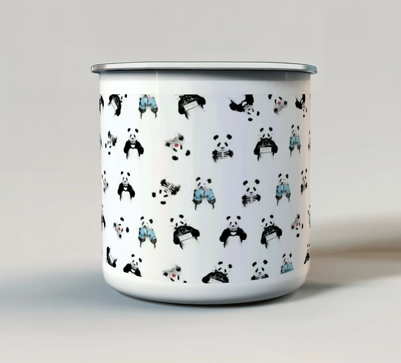 Panda Pattern enamel mug by Balazs Solti