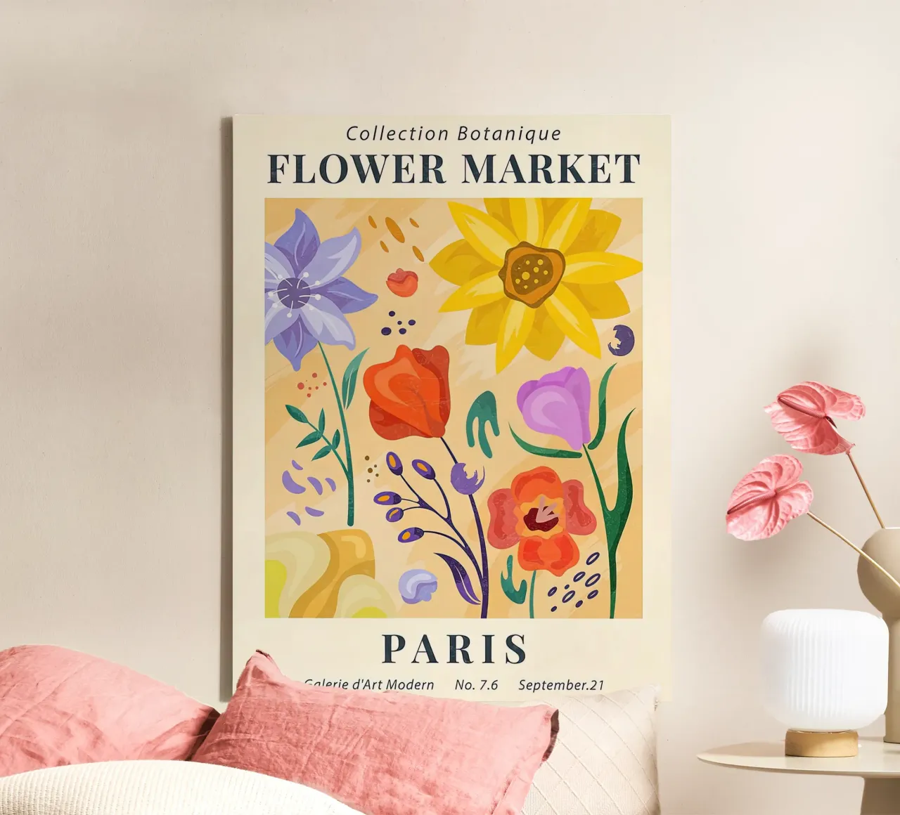 Mercato dei fiori di Parigi tela con Cornice a cassetta da Flower