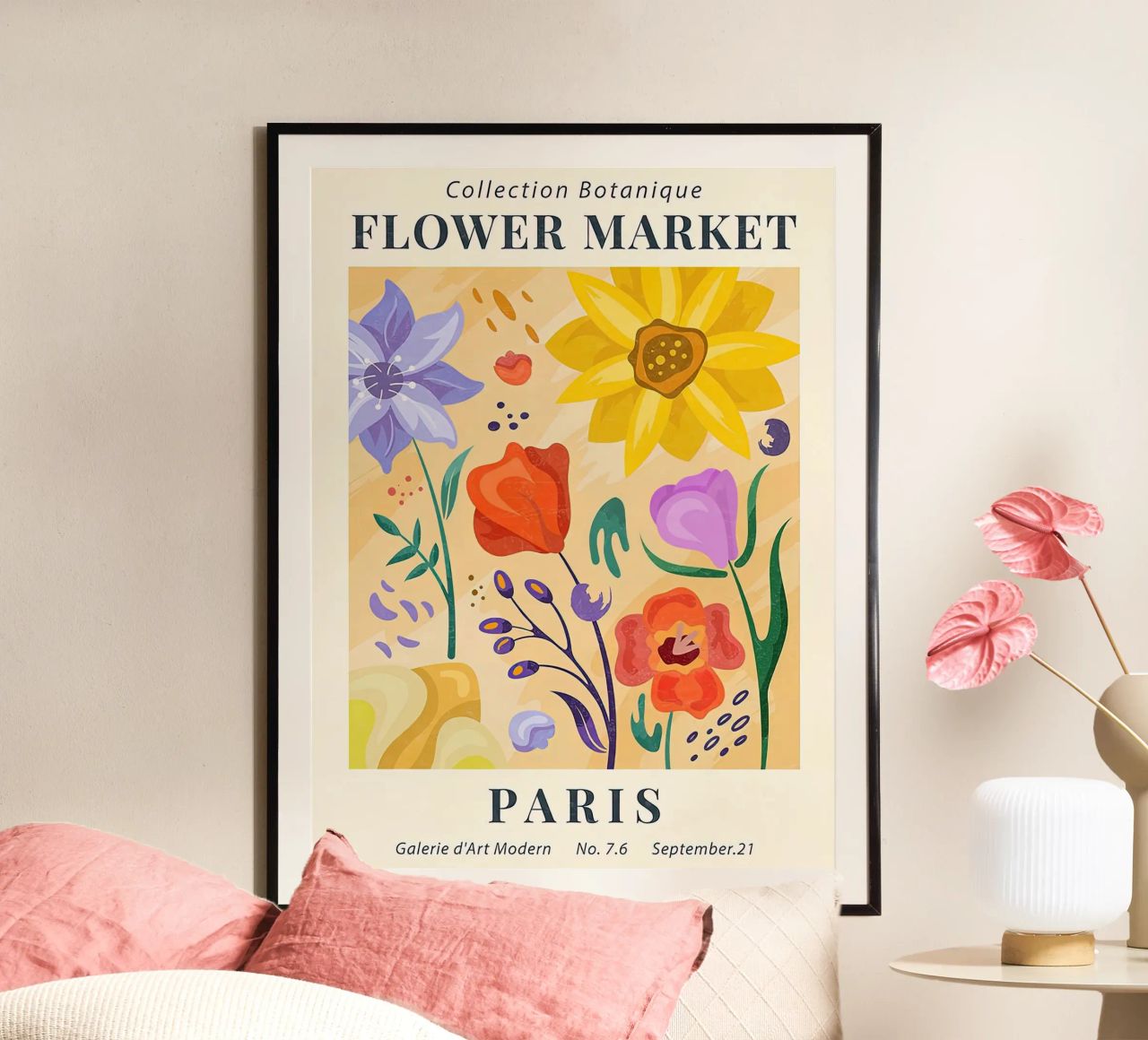 Bloemenmarkt Parijs poster van Flower