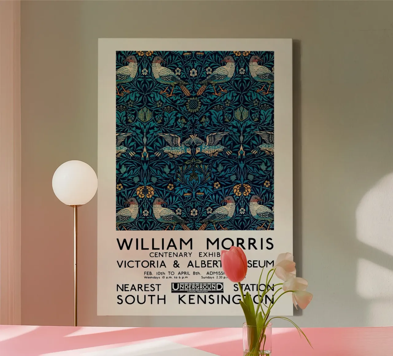 William Morris - Mostra di modelli di uccelli tela da Flower