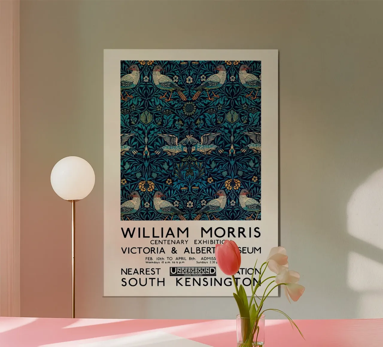 William Morris - Mostra di modelli di uccelli carta hahnemühle da Flower