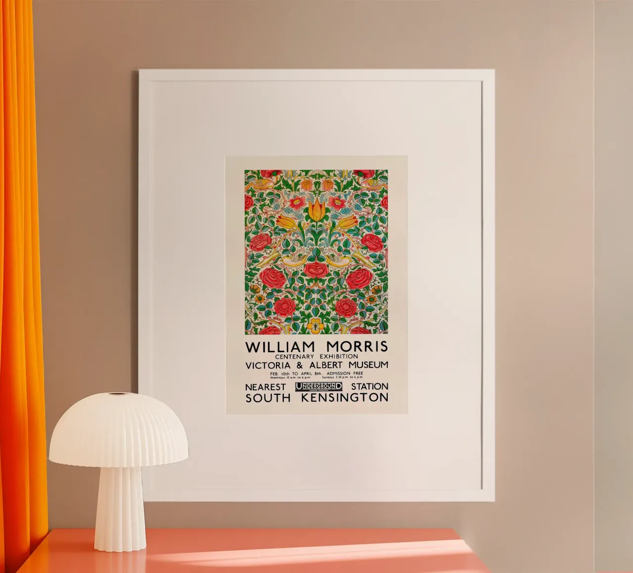 Mostra William Morris Rose e Uccelli poster con telaio in plastica da Flower