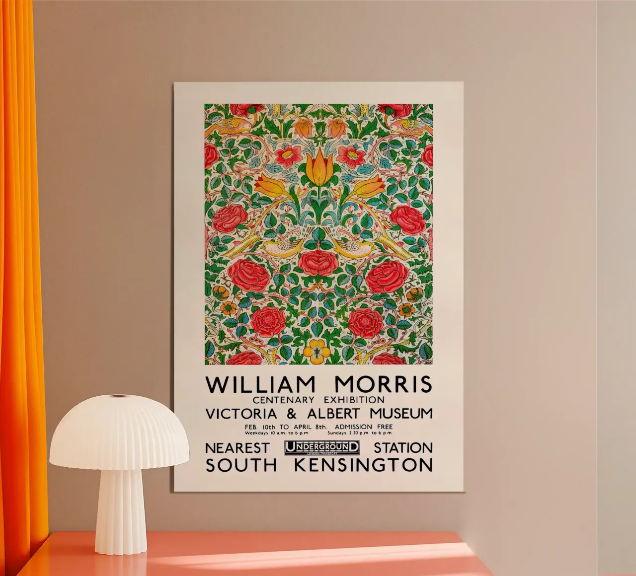 Mostra William Morris Rose e Uccelli poster con telaio in plastica da Flower
