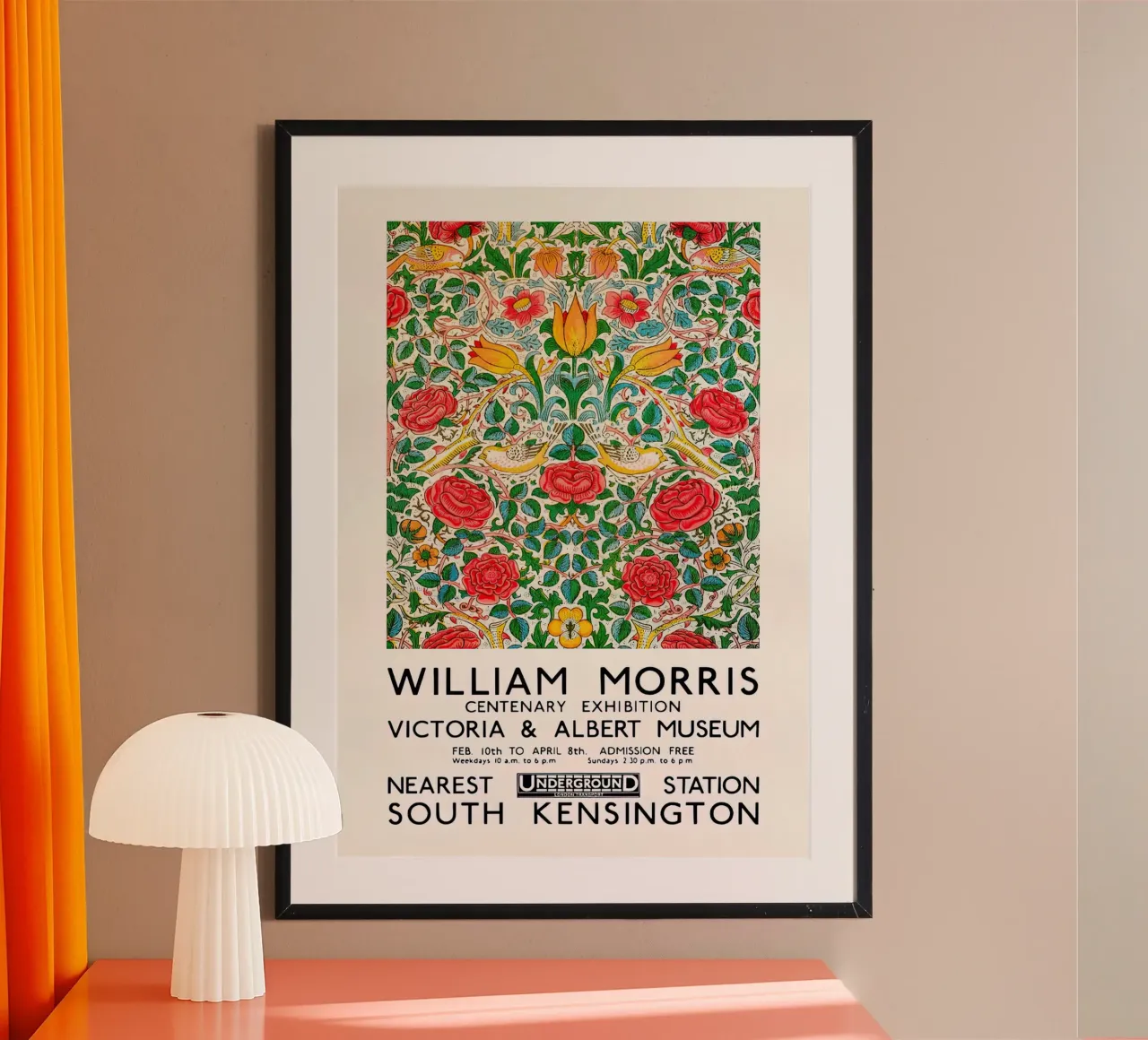 Mostra William Morris Rose e Uccelli poster con telaio in plastica da Flower