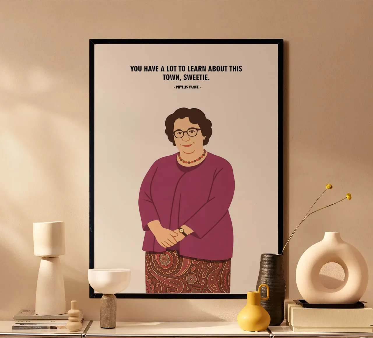 Phyllis Vance The Office quotes poster con telaio in plastica da MoviesArt