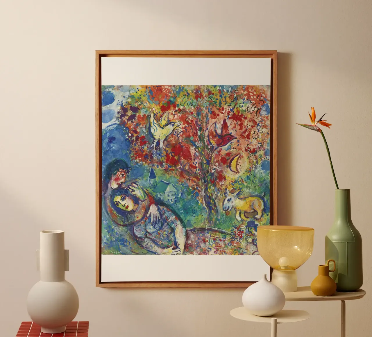 Marc Chagall Paar unter einem Baum oder Die Liebenden Leinwand mit Schattenfugenrahmen von DuncanBennett shop