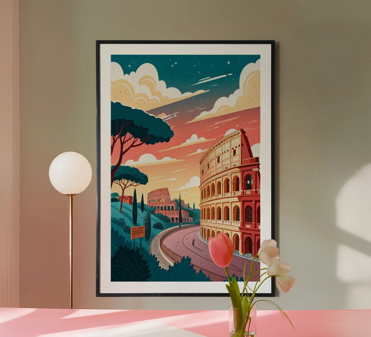 dessin de la ville de rome pour les amoureux du voyage poster de sichanhan
