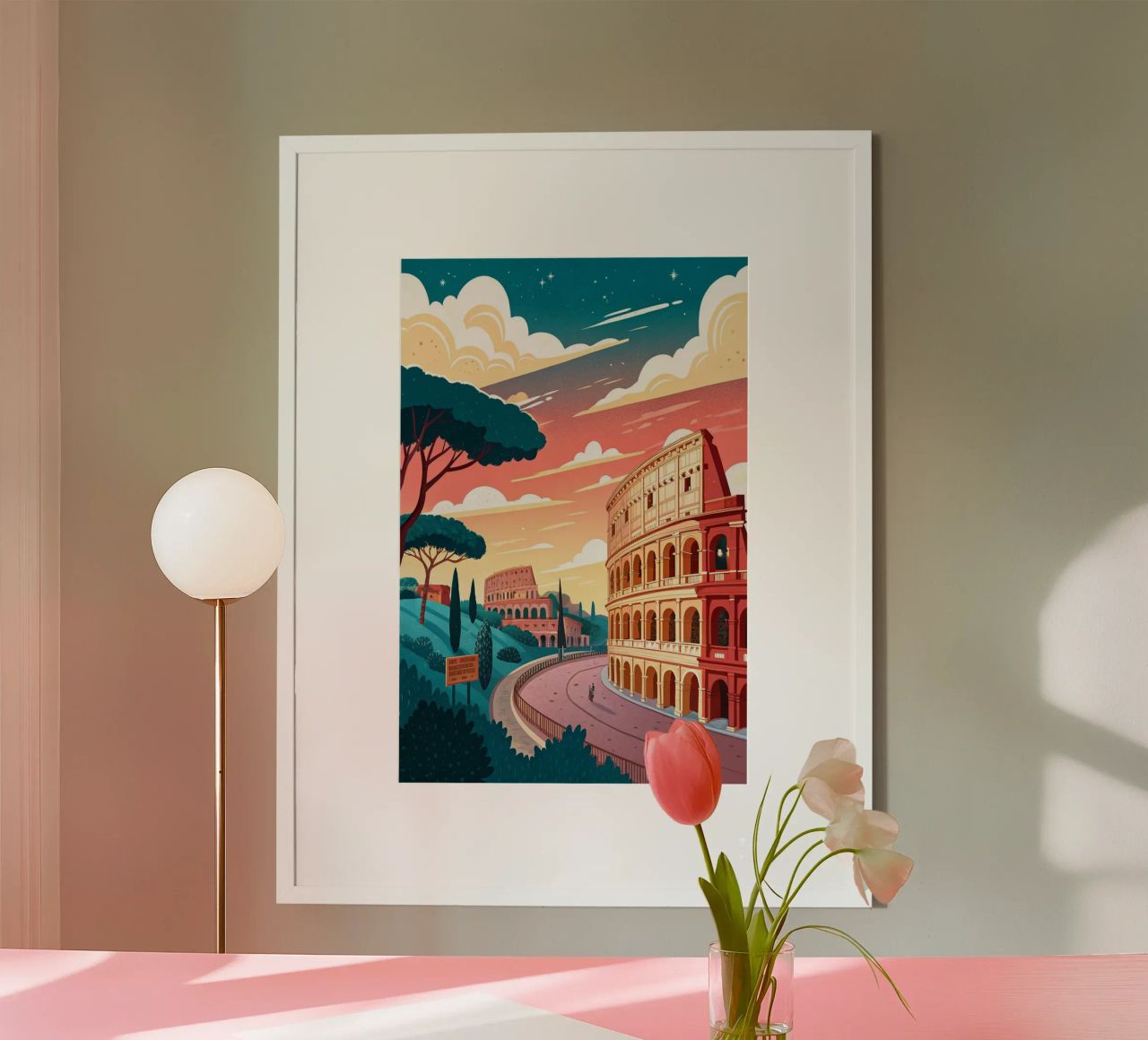 dessin de la ville de rome pour les amoureux du voyage poster de sichanhan