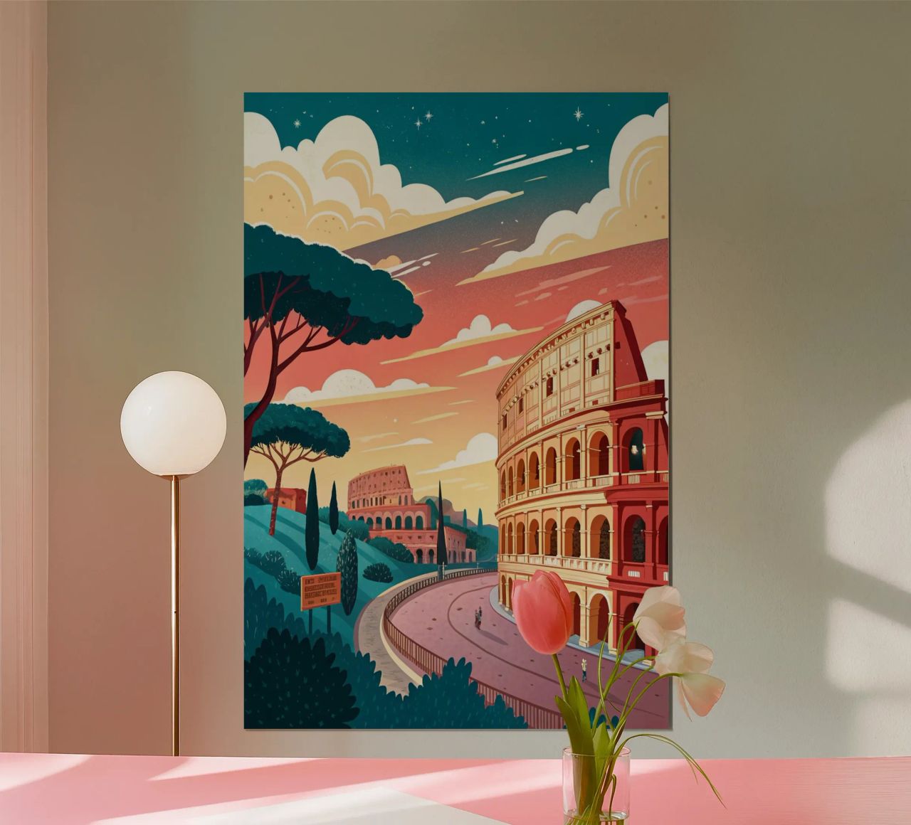 dessin de la ville de rome pour les amoureux du voyage poster de sichanhan