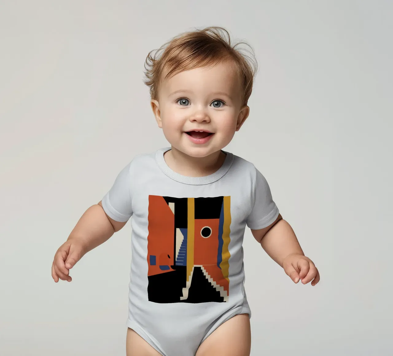 Scala geometrica con ombre body neonato maniche corte da Jasper Rune