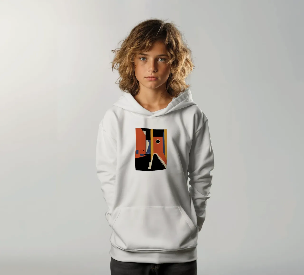 Scala geometrica con ombre felpa bambino con cappuccio da Jasper Rune