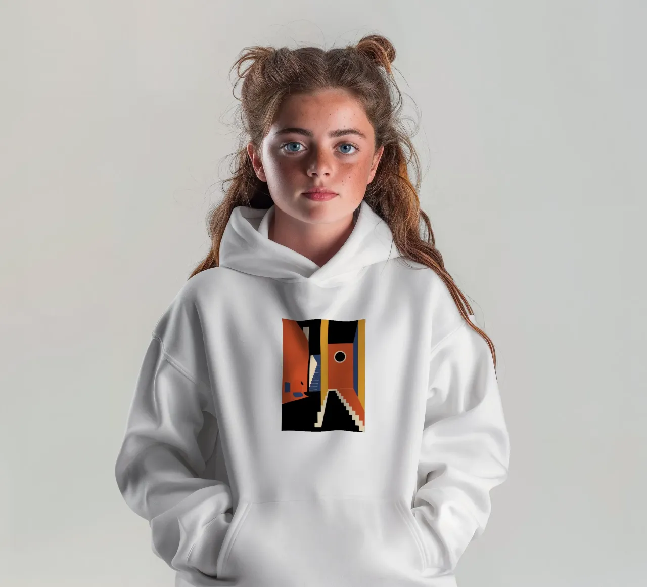 Scala geometrica con ombre felpa bambino con cappuccio da Jasper Rune