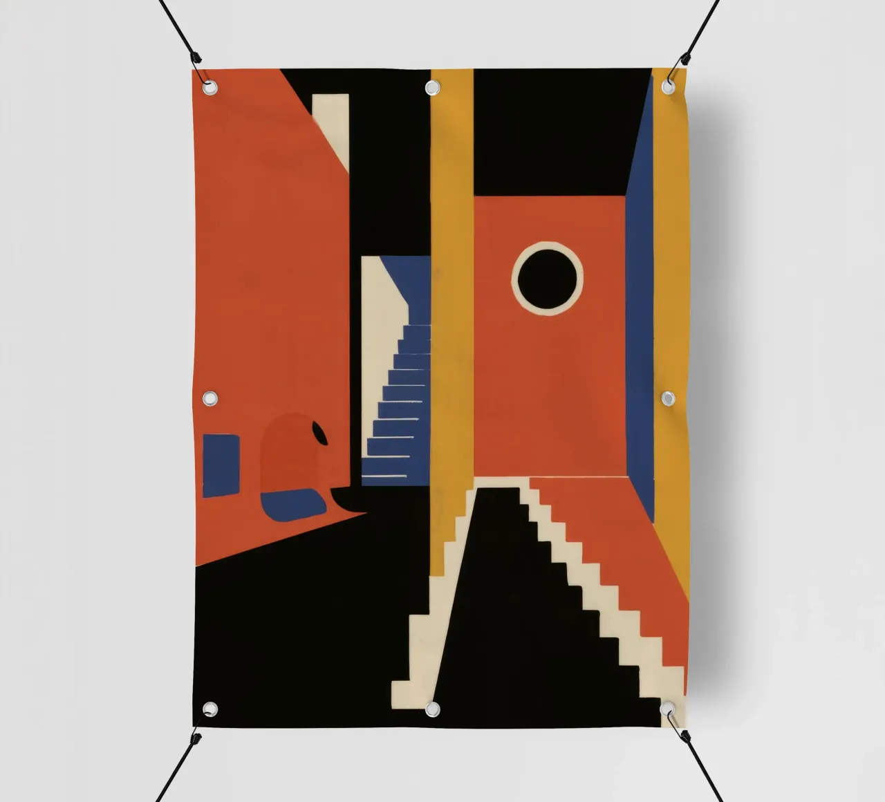 Scala geometrica con ombre telo in pvc da Jasper Rune