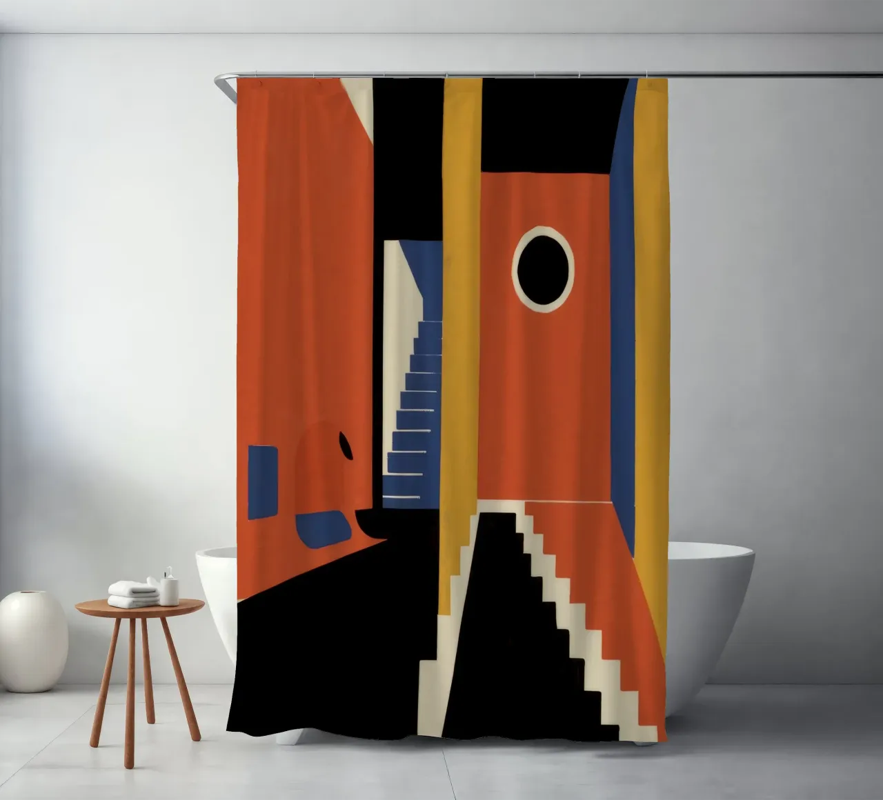 Scala geometrica con ombre tenda da doccia da Jasper Rune