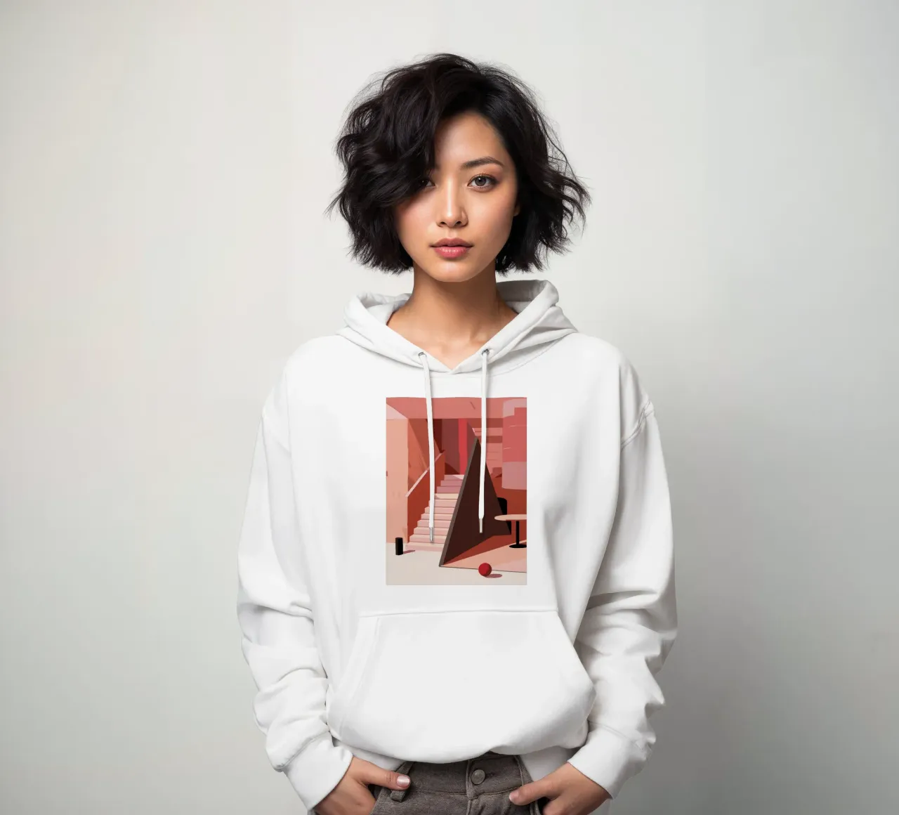 Scala monocromatica rosa felpa con cappuccio da Jasper Rune