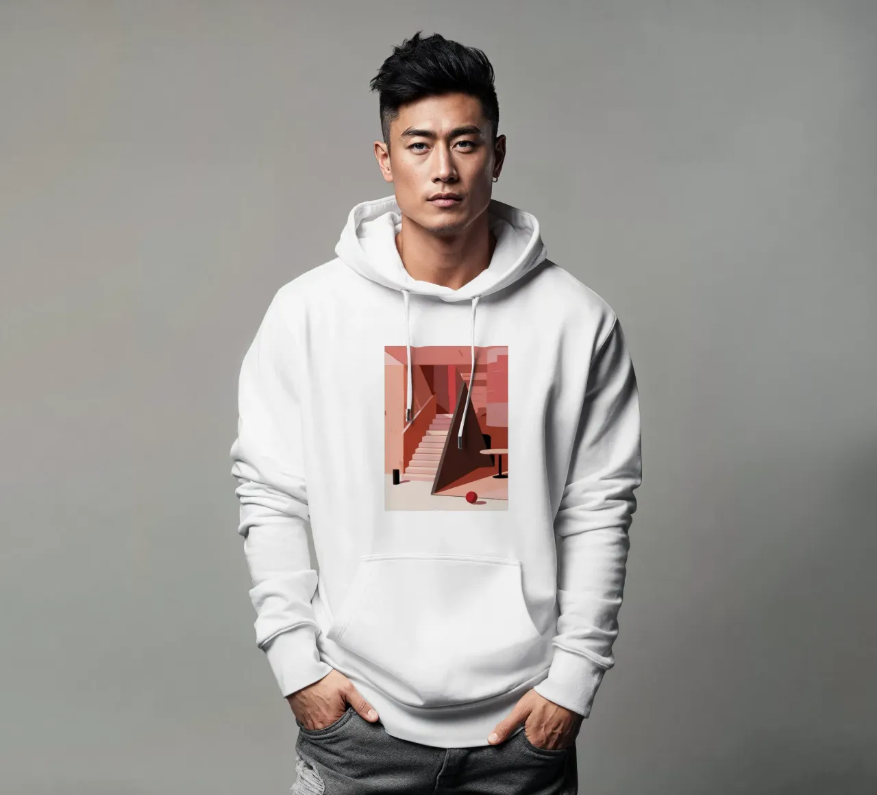 Scala monocromatica rosa felpa con cappuccio da Jasper Rune