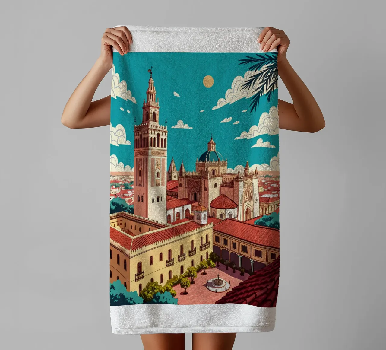 seville city drawing for traveling lover towel by sichanhan