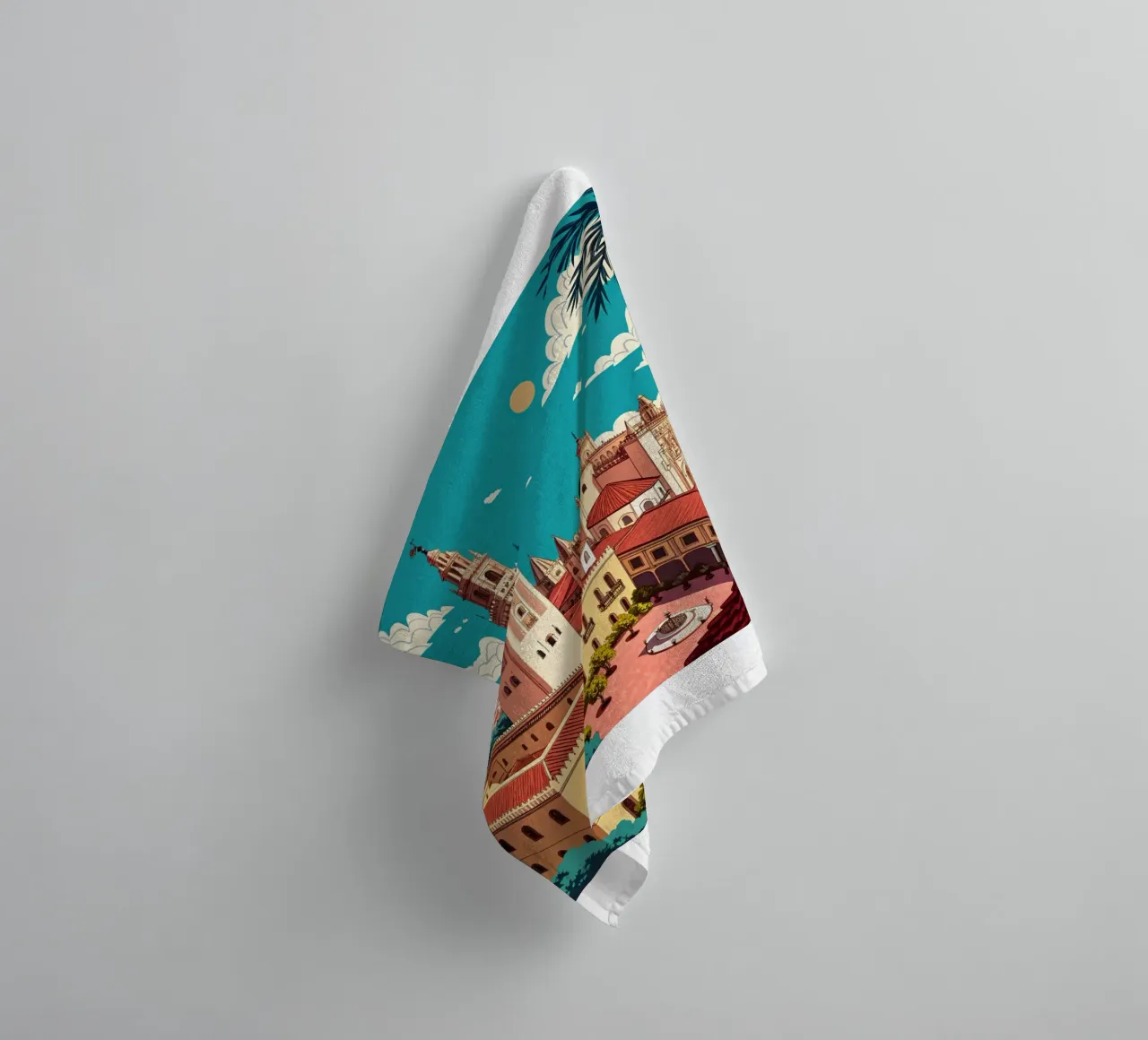 seville city drawing for traveling lover towel by sichanhan