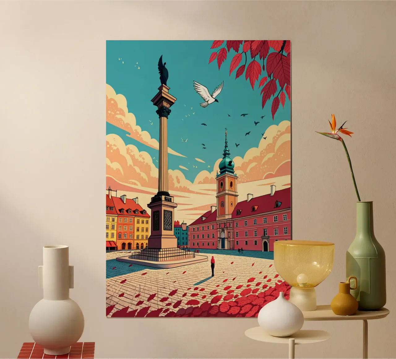 dibujo de la ciudad de varsovia para amantes de los viajes poster de sichanhan