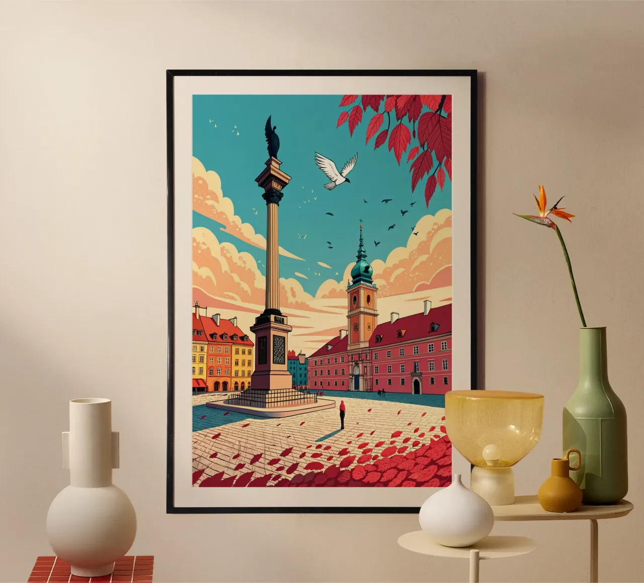 dibujo de la ciudad de varsovia para amantes de los viajes poster de sichanhan