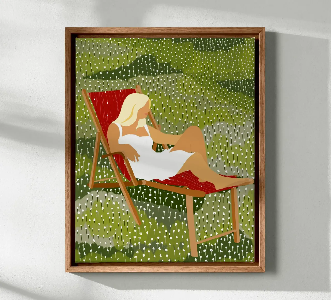 Asleep In The Meadow canvas with Floater frame by 83oranges