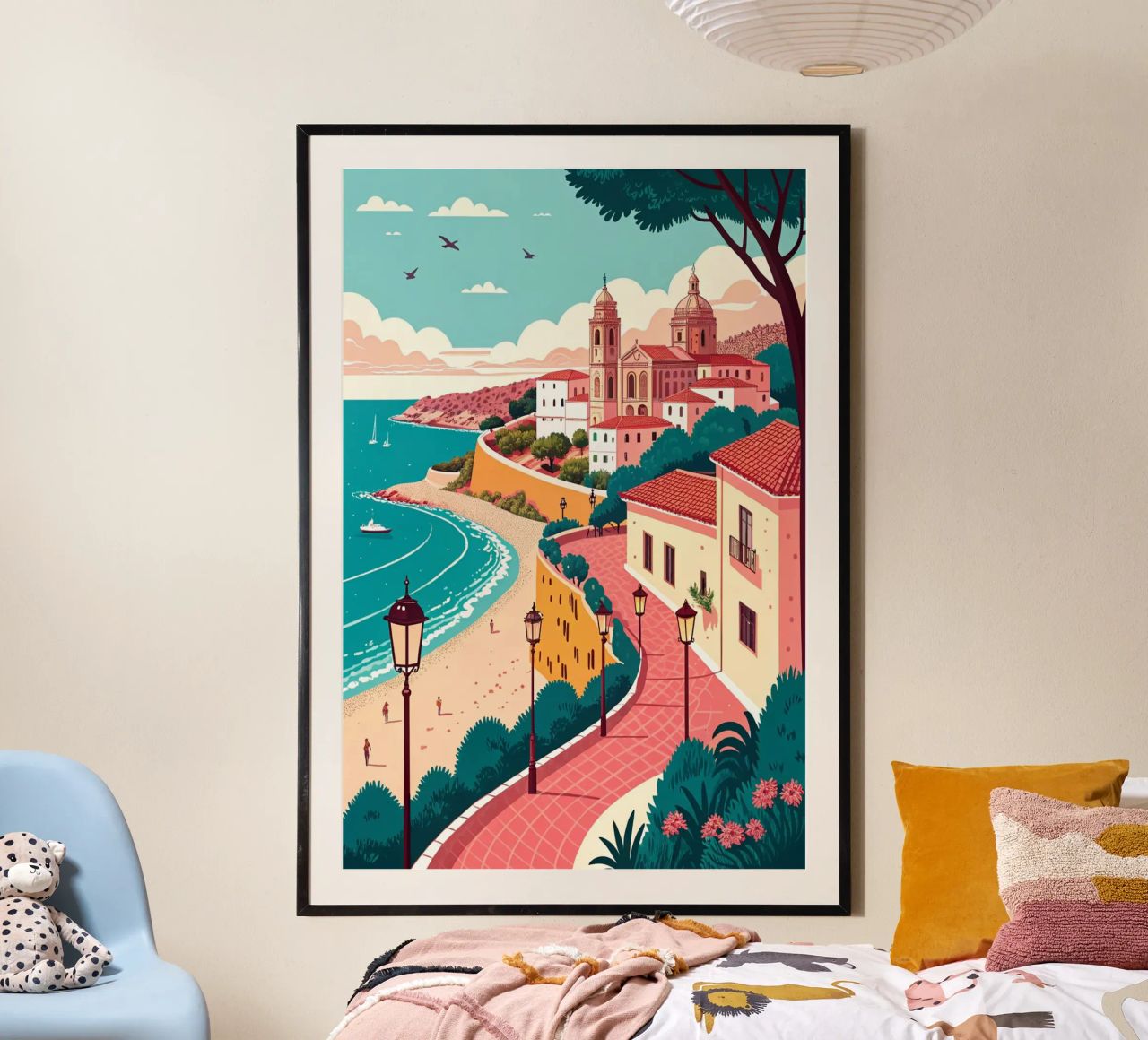 dessin de la ville de malaga pour les amoureux du voyage poster de sichanhan