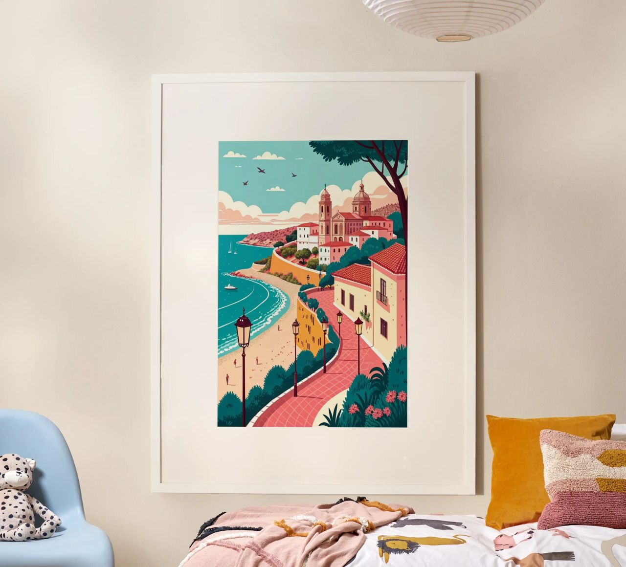 dessin de la ville de malaga pour les amoureux du voyage poster de sichanhan